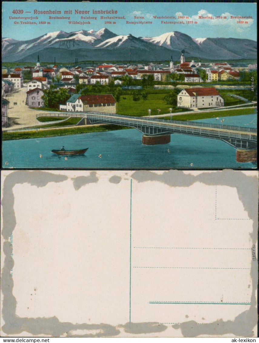 Ansichtskarte Rosenheim Panoramablick Mit Neuer Innbrücke 1915 - Rosenheim