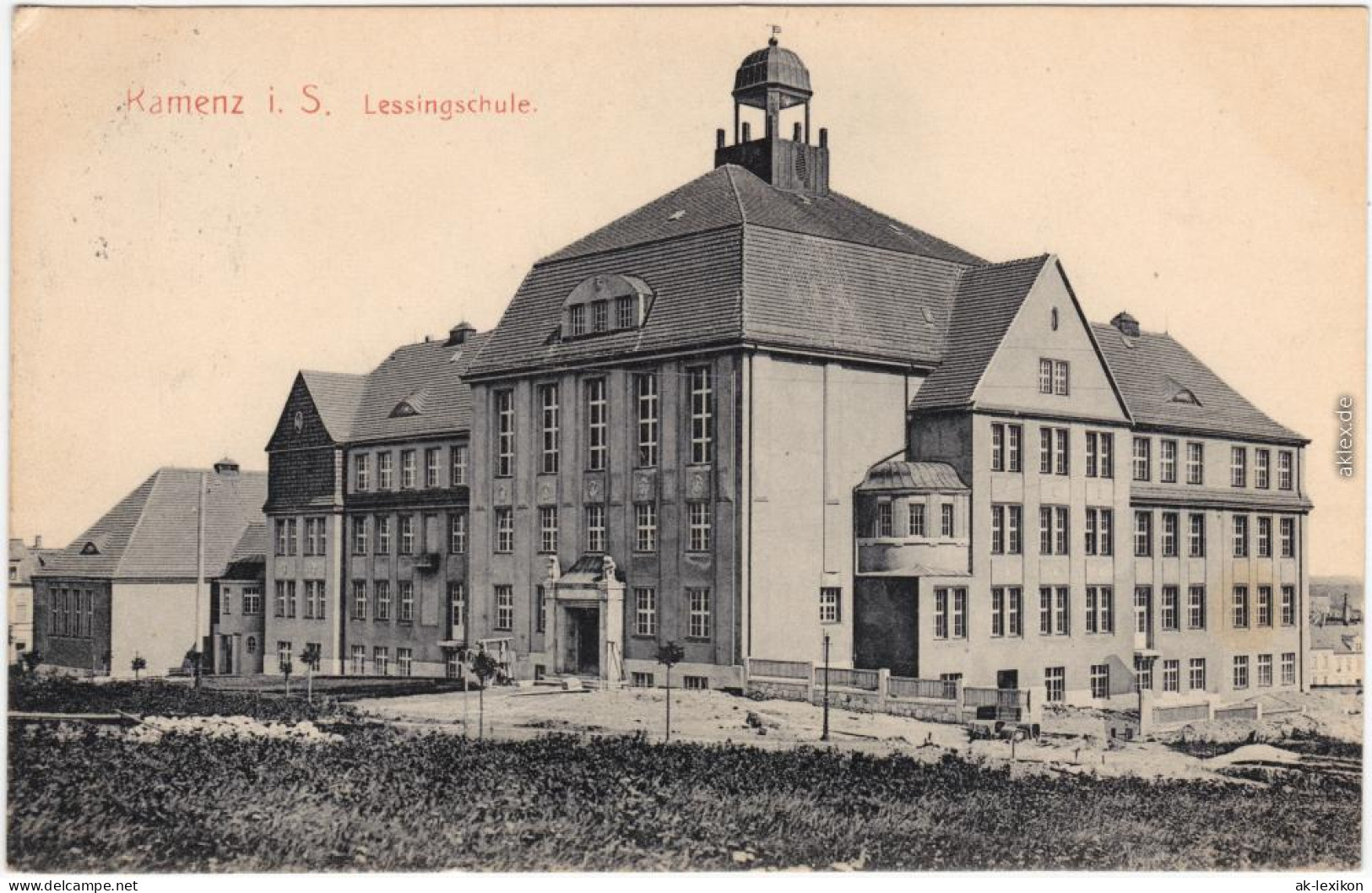 Kamenz Kamjenc Lessingschule Ansichtskarte Oberlausitz 1911 - Kamenz