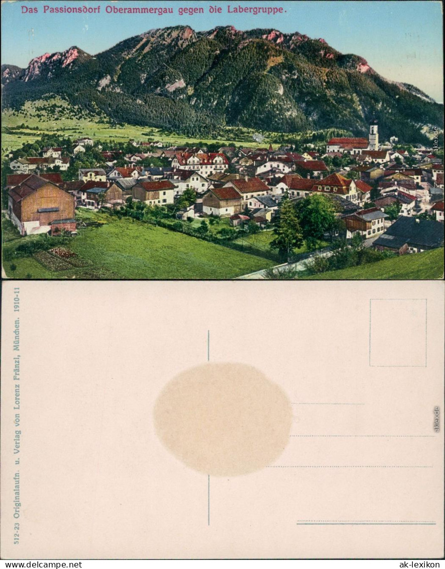Ansichtskarte Oberammergau Panorama Gegen Die Labergruppe (Zeichnung) 1911 - Oberammergau