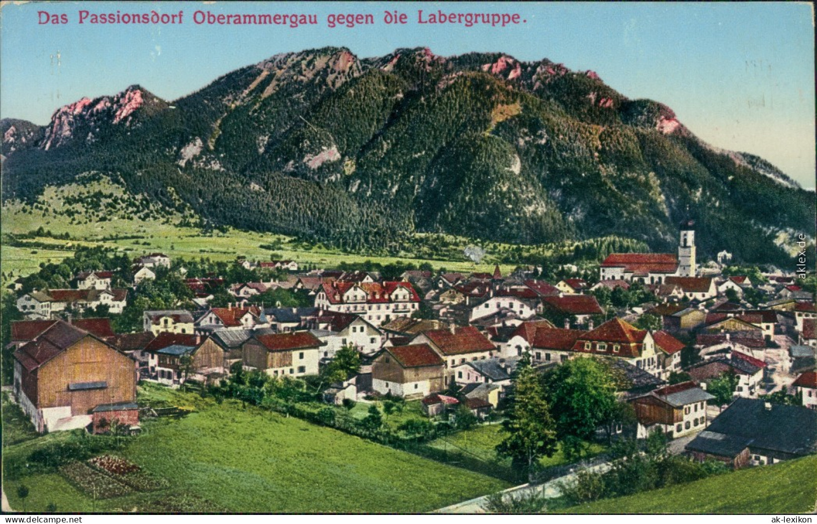 Ansichtskarte Oberammergau Panorama Gegen Die Labergruppe (Zeichnung) 1911 - Oberammergau