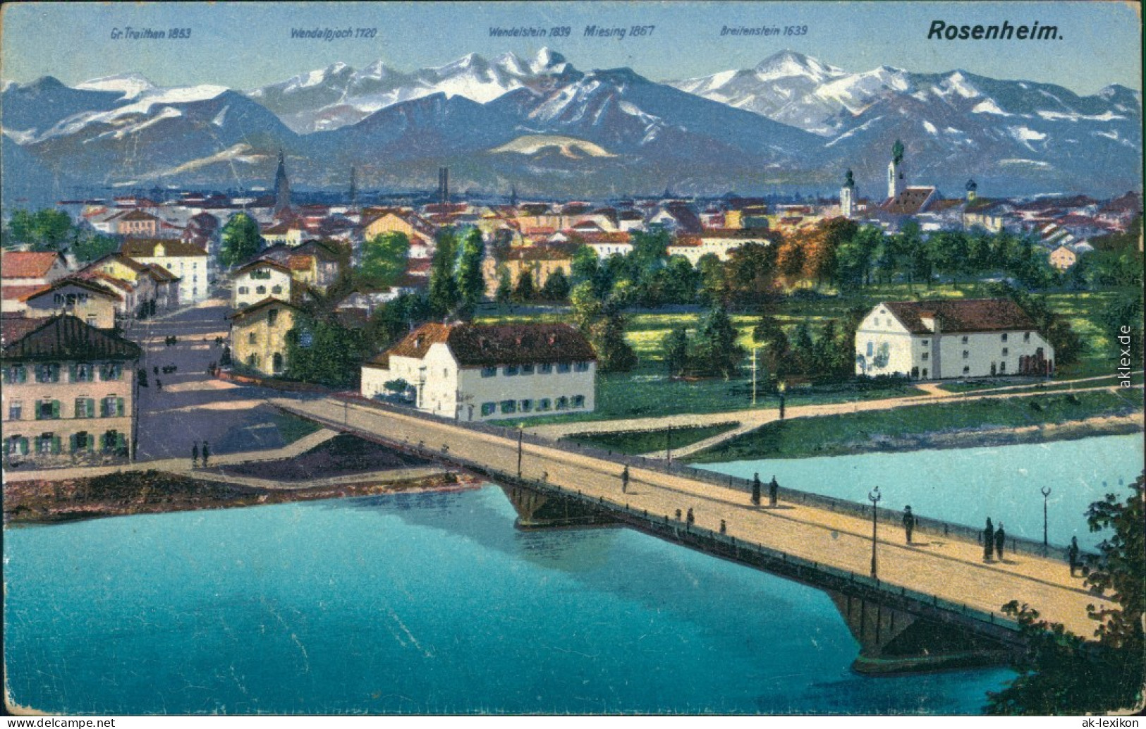 Ansichtskarte Rosenheim Panorama Mit Weitblick (Zeichnung) 1917 - Rosenheim