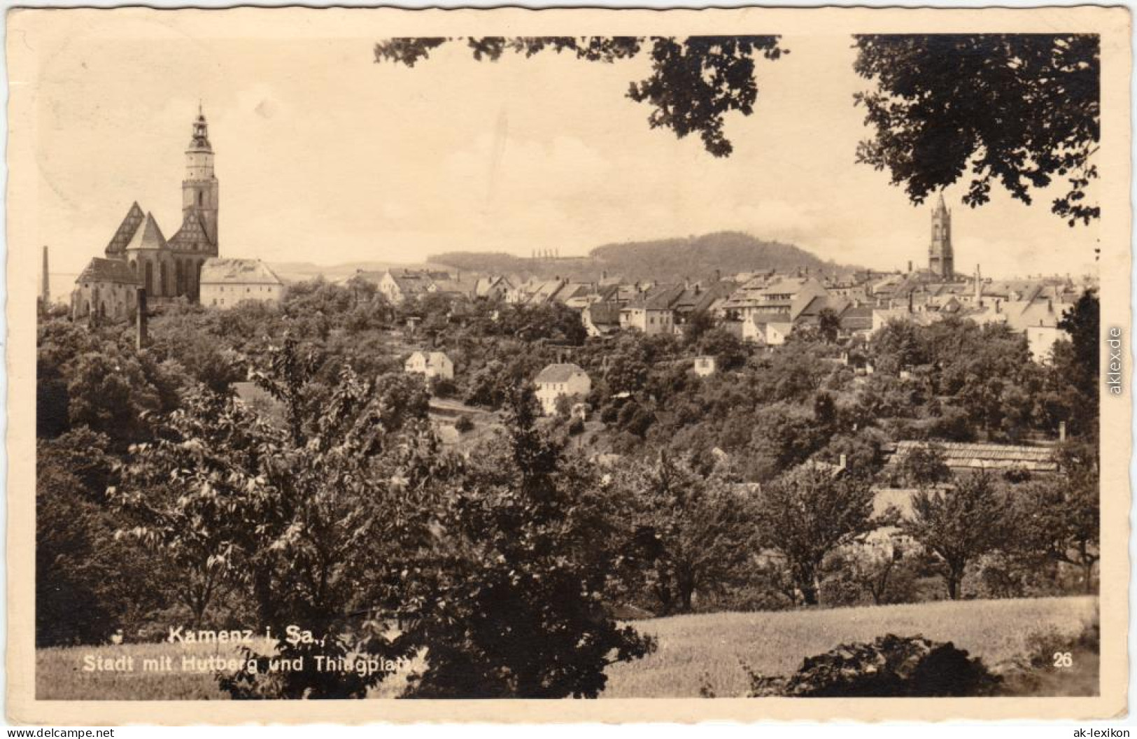 Kamenz Kamjenc Panorama-Ansichten, Hutberg Ansichtskarte 1936 - Kamenz