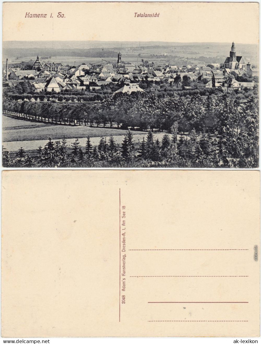 Kamenz Kamjenc P Totalansicht Ansichtskarte Oberlausitz 1918 - Kamenz
