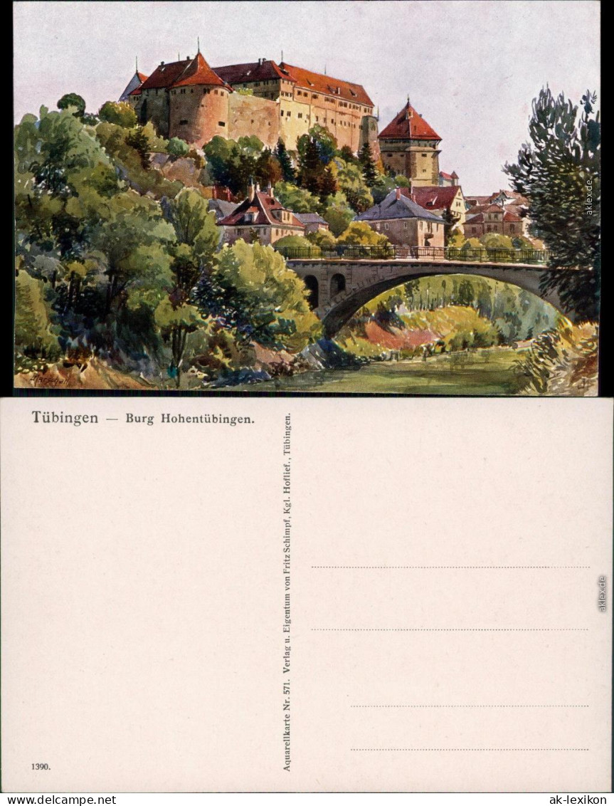 Ansichtskarte Tübingen Künstlerkarte - Burg Hohentübingen 1922  - Tuebingen