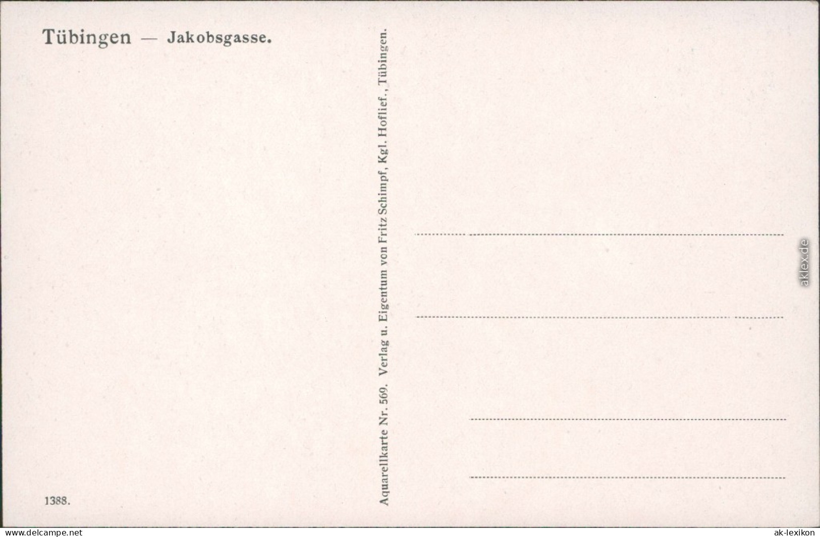 Ansichtskarte Ansichtskarte Tübingen Jacobsgasse 1922  - Tuebingen