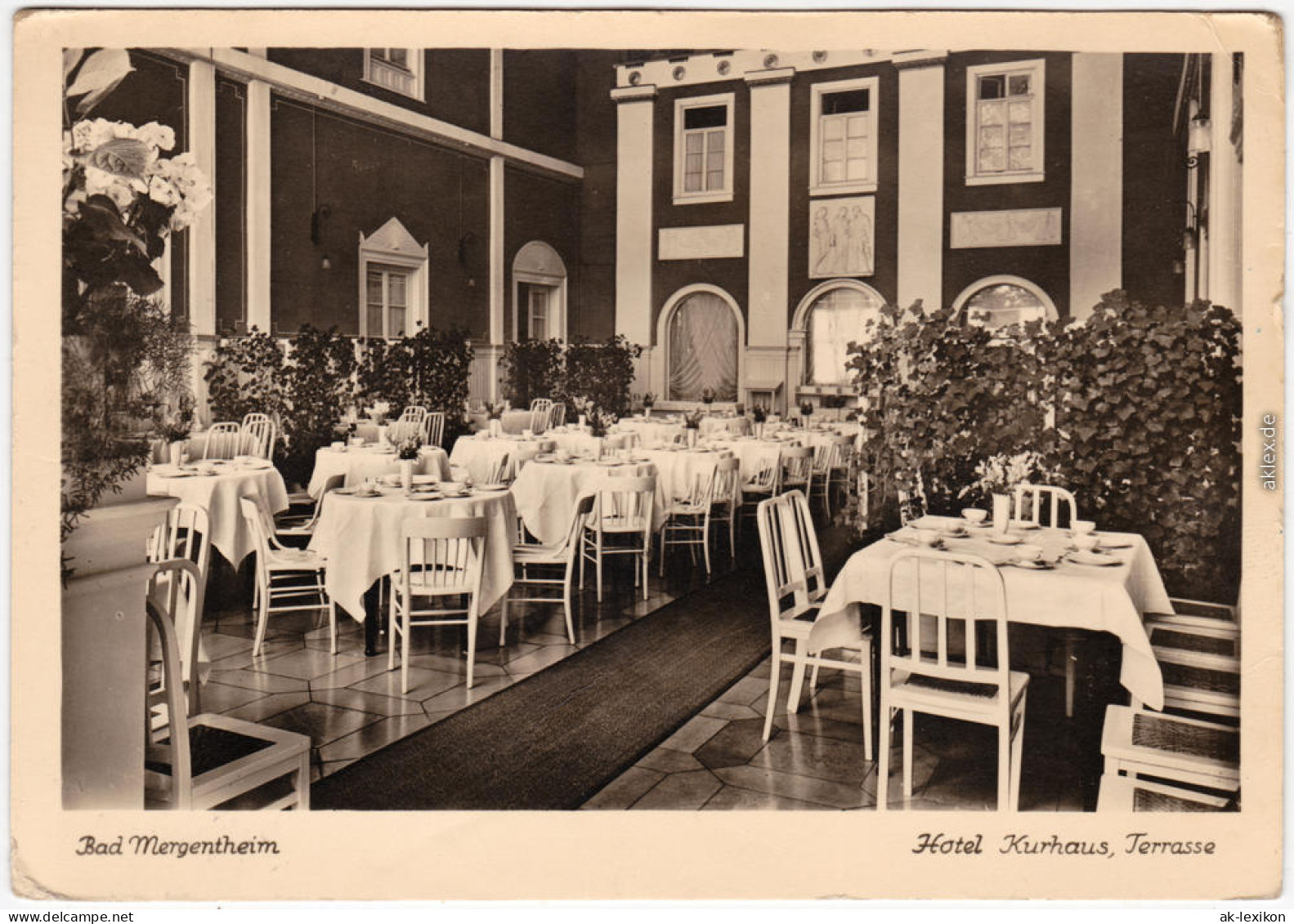 Ansichtskarte Bad Mergentheim Hotel Kurhaus - Terasse 1954 - Bad Mergentheim