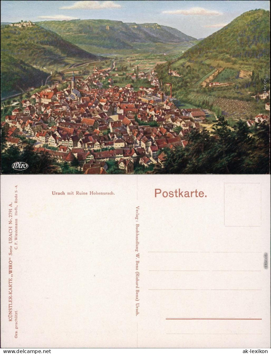 Ansichtskarte Bad Urach Künstlerkarte: Blick Auf Die Stadt 1914  - Bad Urach
