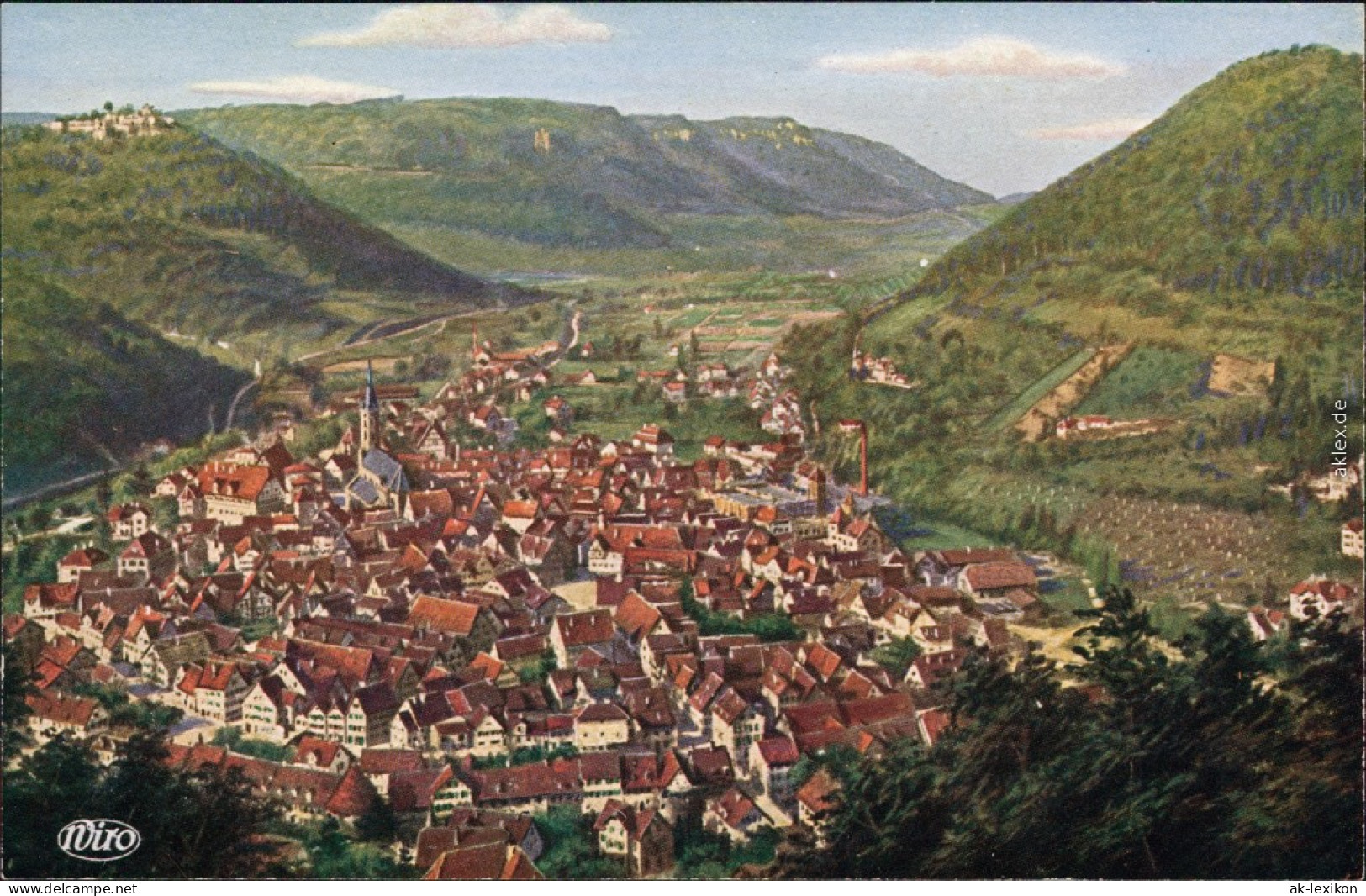 Ansichtskarte Bad Urach Künstlerkarte: Blick Auf Die Stadt 1914  - Bad Urach