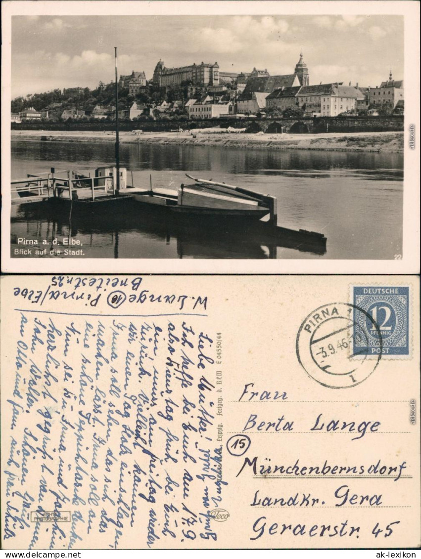 Ansichtskarte Pirna Blick Auf Die Stadt - Anlegestelle 1946 - Pirna