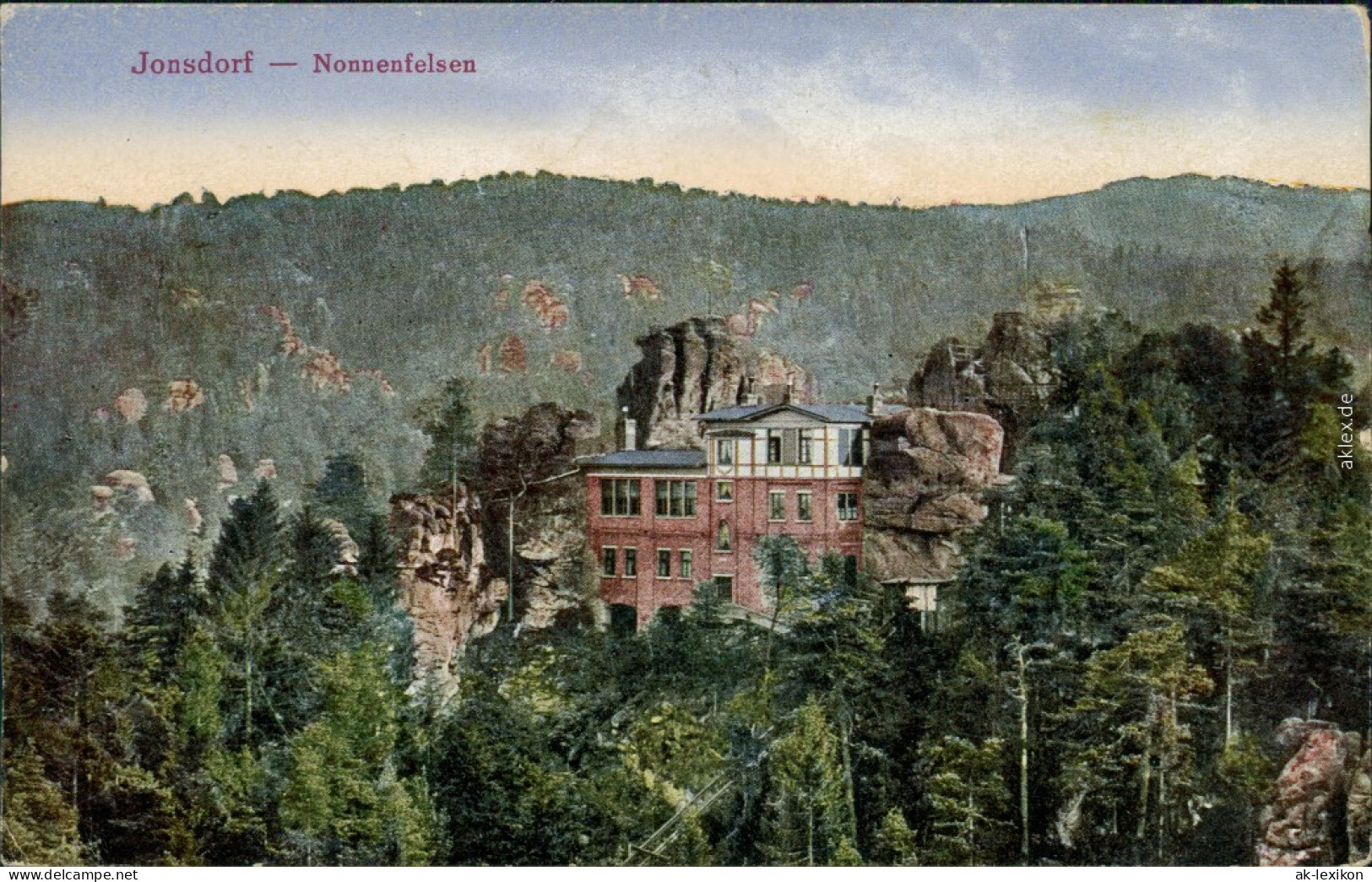 Ansichtskarte Jonsdorf Blick Auf Nonnenfelsen - Restauration 1914  - Jonsdorf