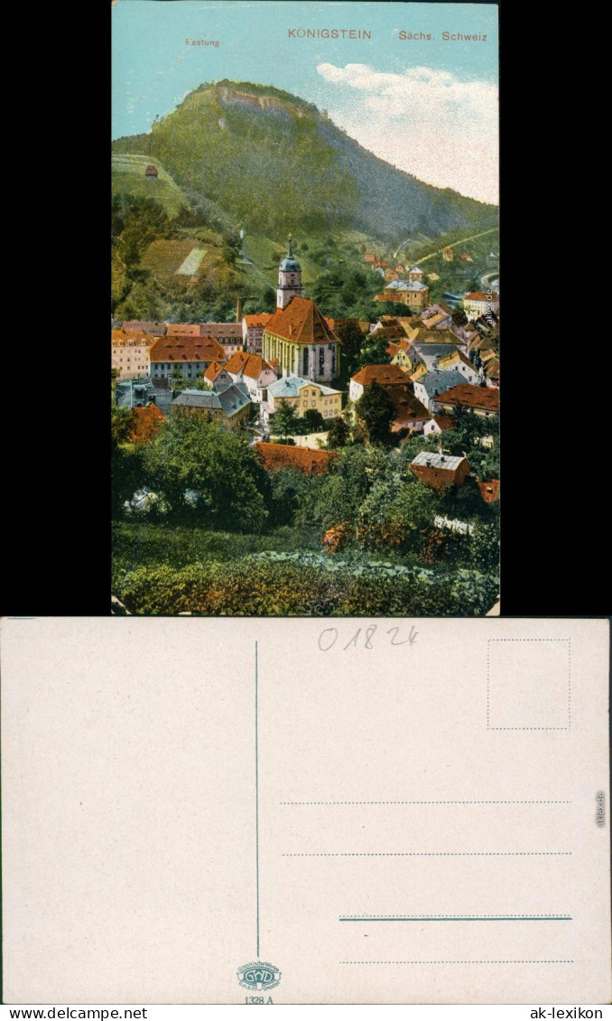 Ansichtskarte Königstein (Sächsische Schweiz) Blick Auf Die Stadt 1915  - Koenigstein (Saechs. Schw.)