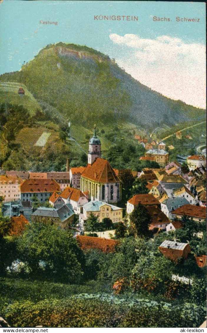 Ansichtskarte Königstein (Sächsische Schweiz) Blick Auf Die Stadt 1915  - Königstein (Sächs. Schw.)