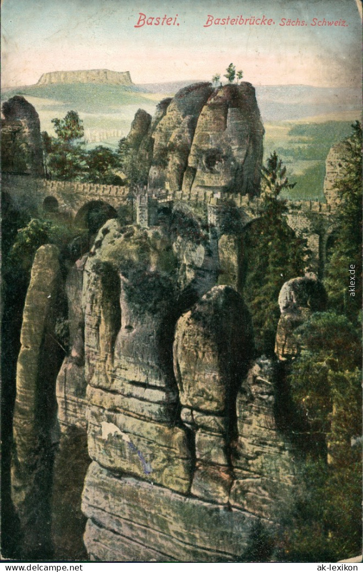 Ansichtskarte Rathen Basteibrücken Und Felsen 1915  - Rathen