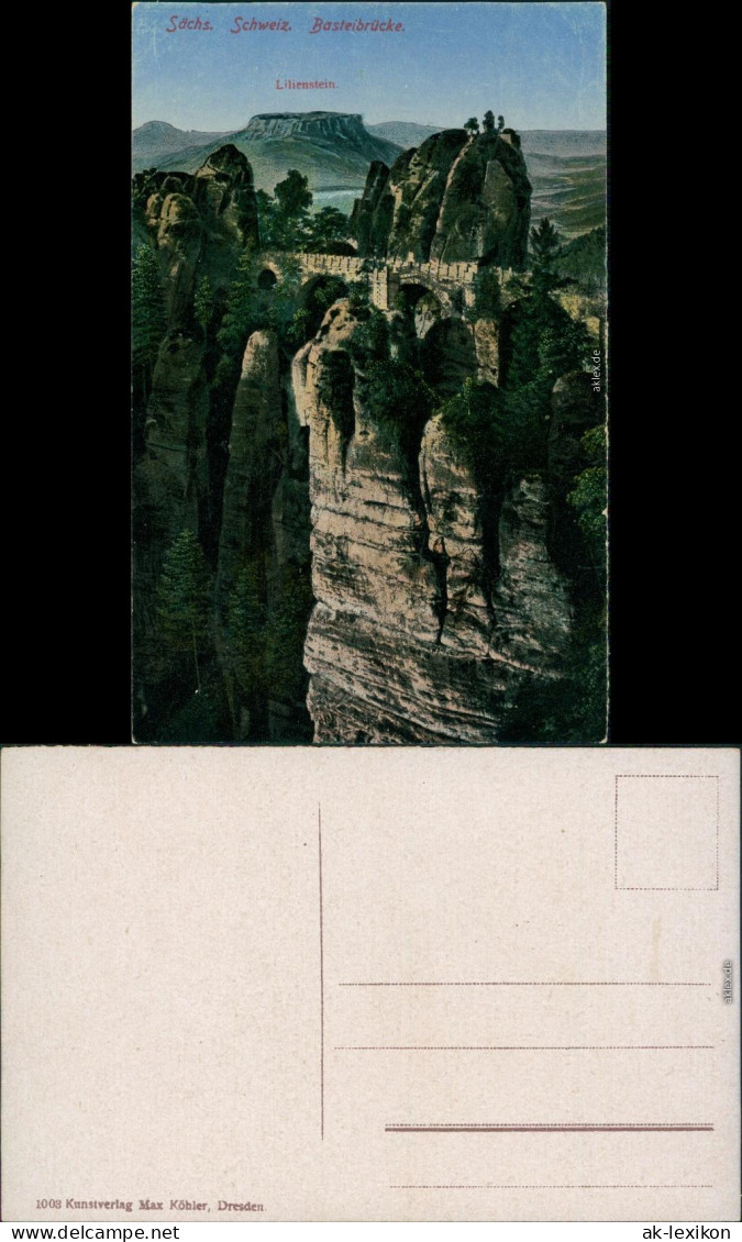 Ansichtskarte Rathen Basteifelsen 1913  - Rathen