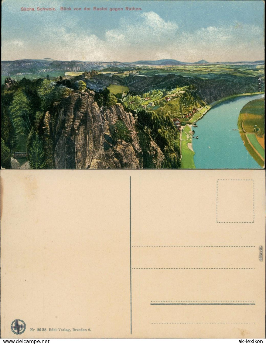 Ansichtskarte Rathen Blick Von Der Bastei Gen Rathen 1914  - Rathen