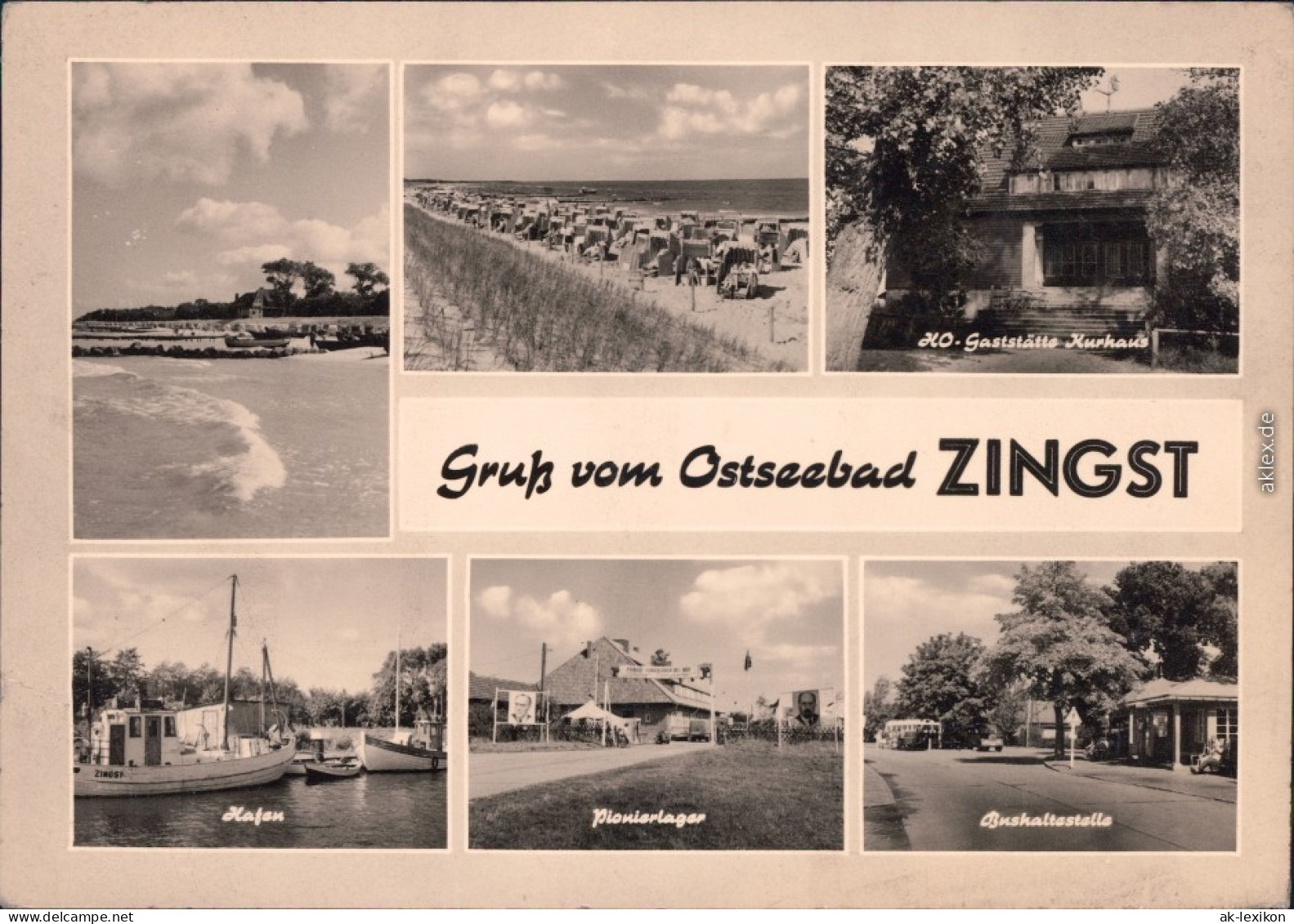 Zingst Darss Strand  HO-Gaststätte  Hafen, Pionierlager, Bushaltestelle 1963 - Zingst
