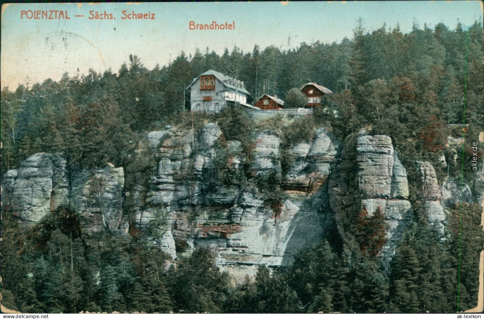 Ansichtskarte Hohnstein (Sächs. Schweiz) Brandhotel 1913  - Hohnstein (Sächs. Schweiz)