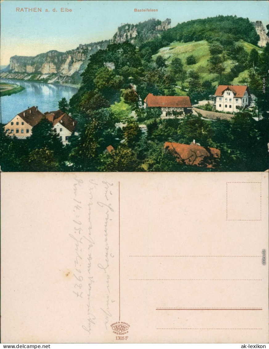 Ansichtskarte Rathen Panoramablick Mit Basteifelsen 1927 - Rathen