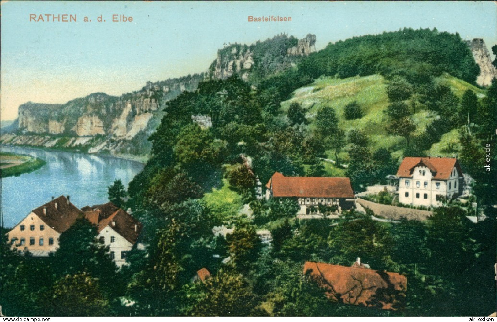 Ansichtskarte Rathen Panoramablick Mit Basteifelsen 1927 - Rathen