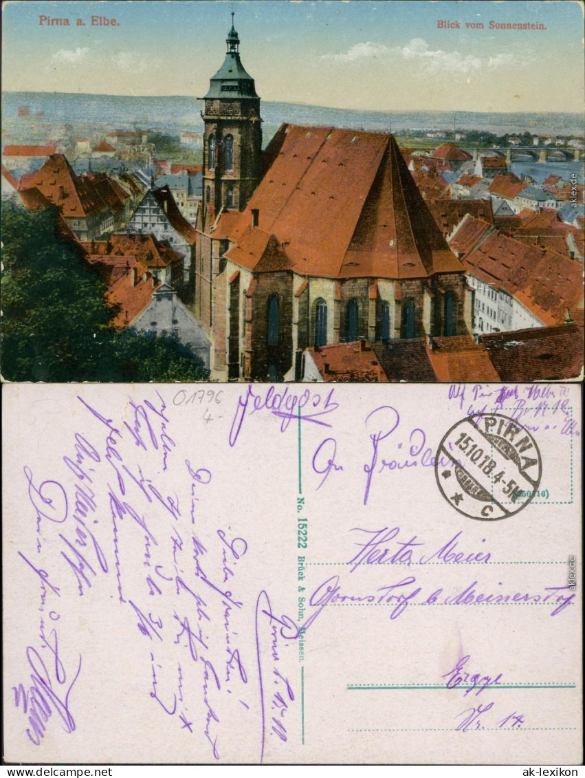 Ansichtskarte Pirna Blick Vom Sonnenstein 1918  - Pirna