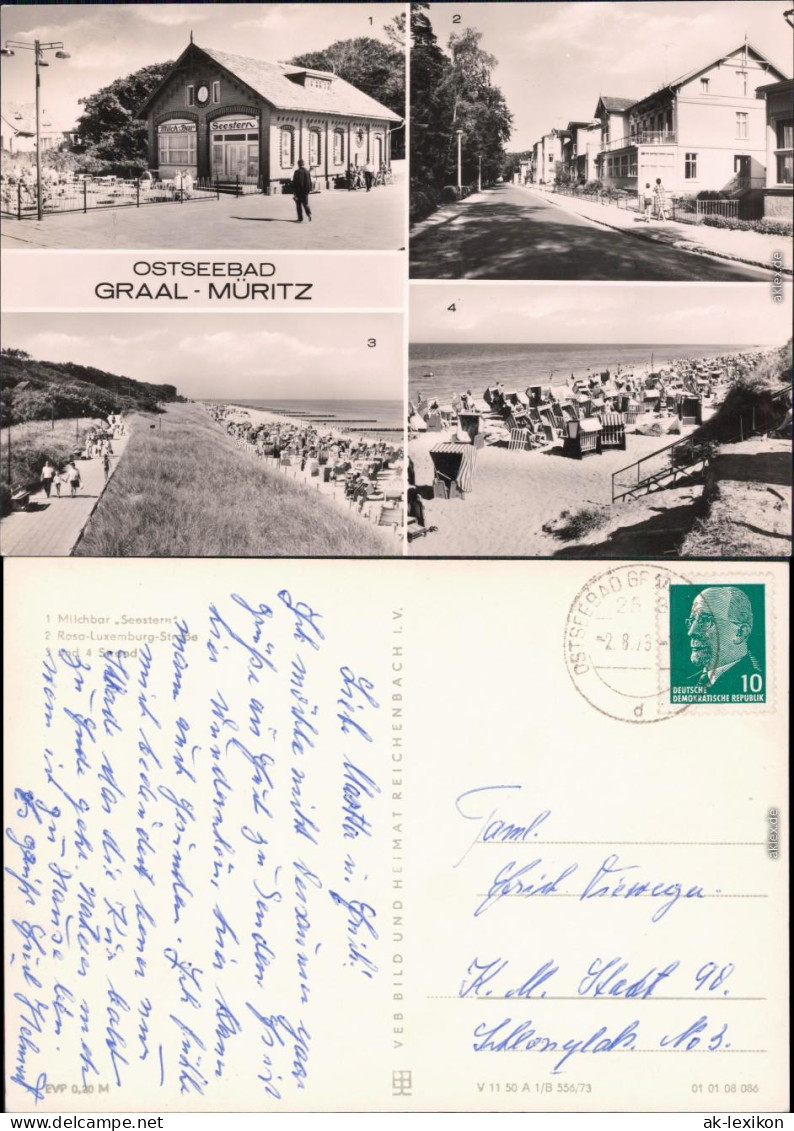 Graal-Müritz 1. Milchbar "Seestern", 2. Rosa-Luxemburg-Straße,   Strand 1973 - Graal-Müritz