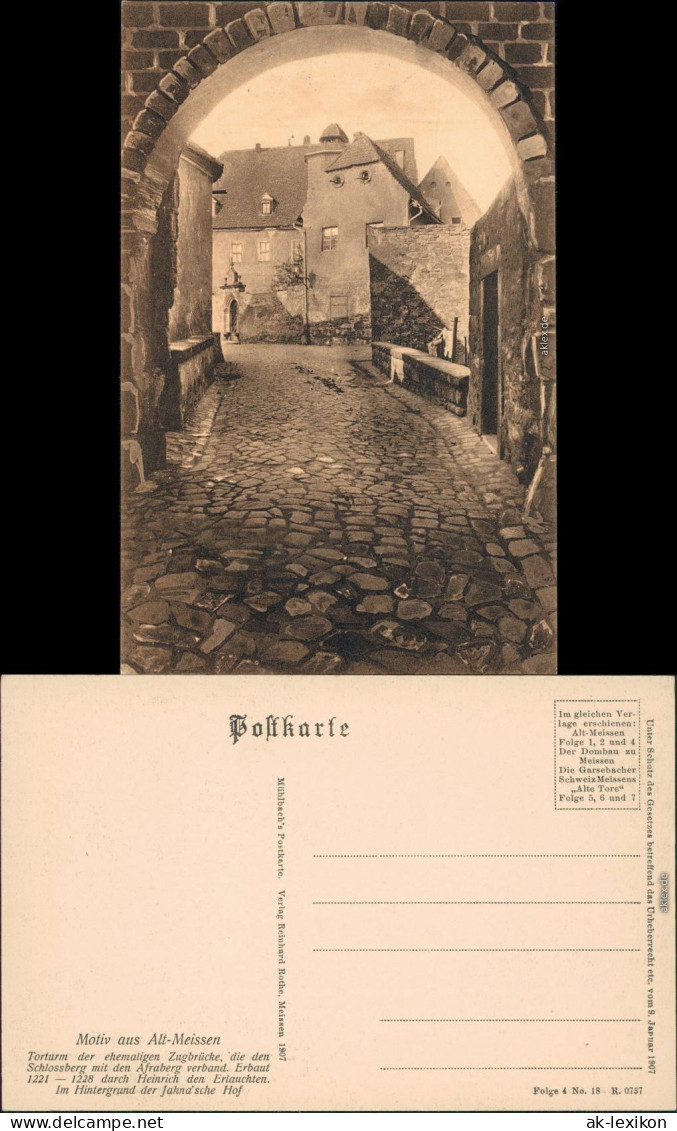 Meißen Motiv Aus Alt-Meißen, Torturm Der Ehemaligen Zugbrücke Schlossberg  1907 - Meissen