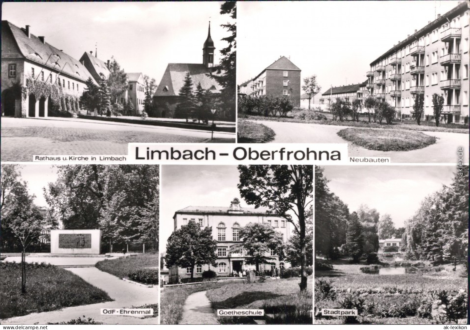 Limbach-Oberfrohna Rathaus  Kirche   Limbach, Neubauten, OdF - Ehrenmal,   1979 - Limbach-Oberfrohna