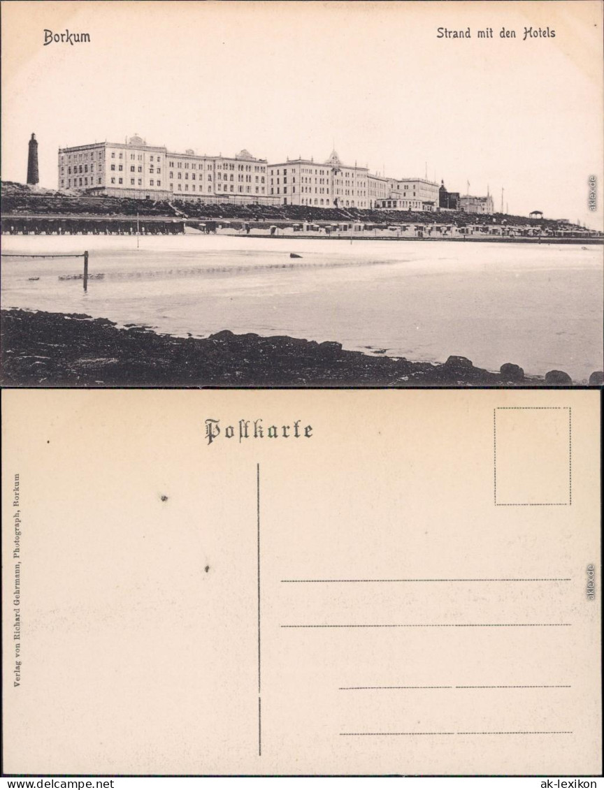 Borkum Strand Mit Hotels Ansichtskarte 1913 - Borkum