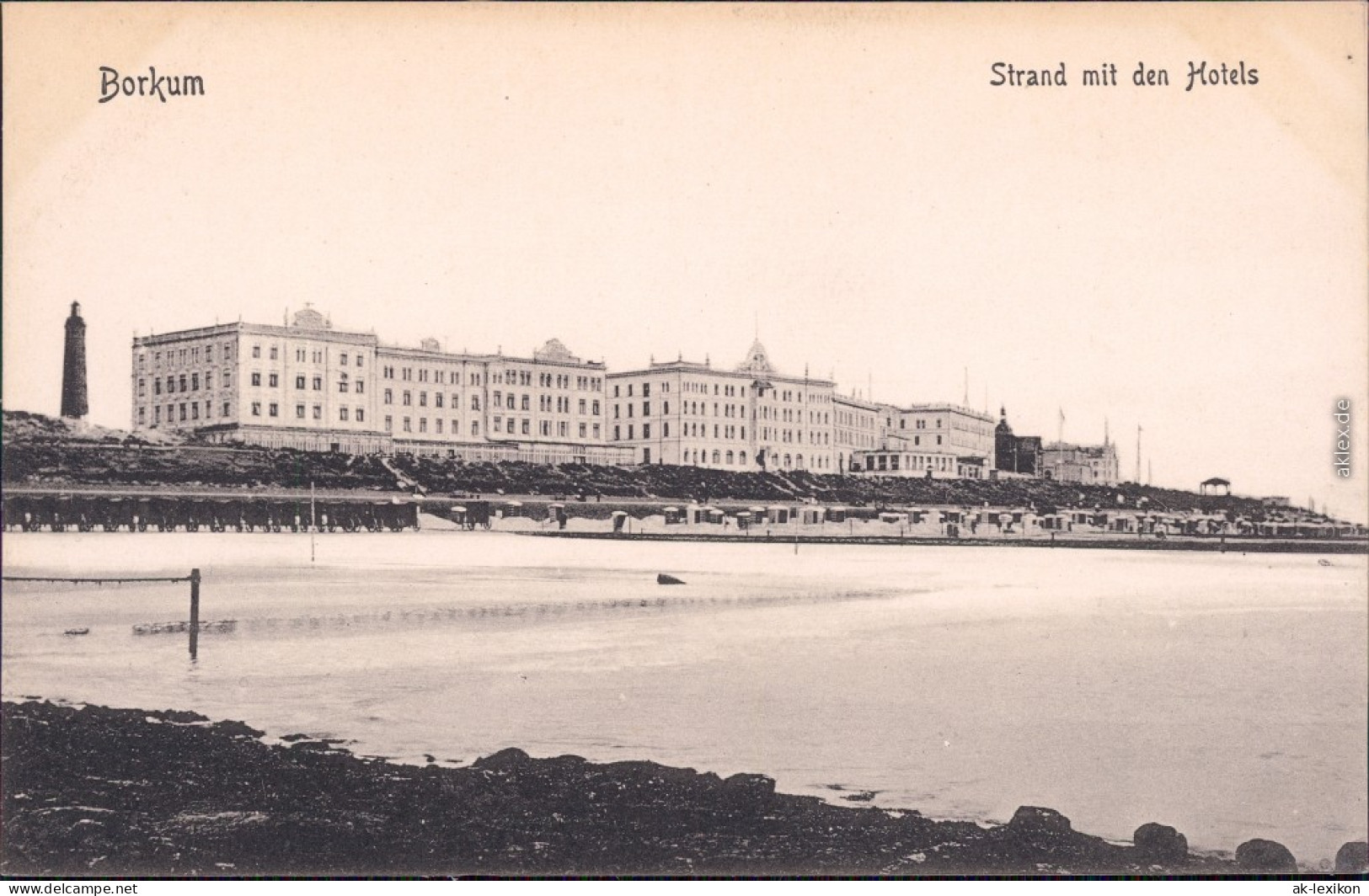 Borkum Strand Mit Hotels Ansichtskarte 1913 - Borkum