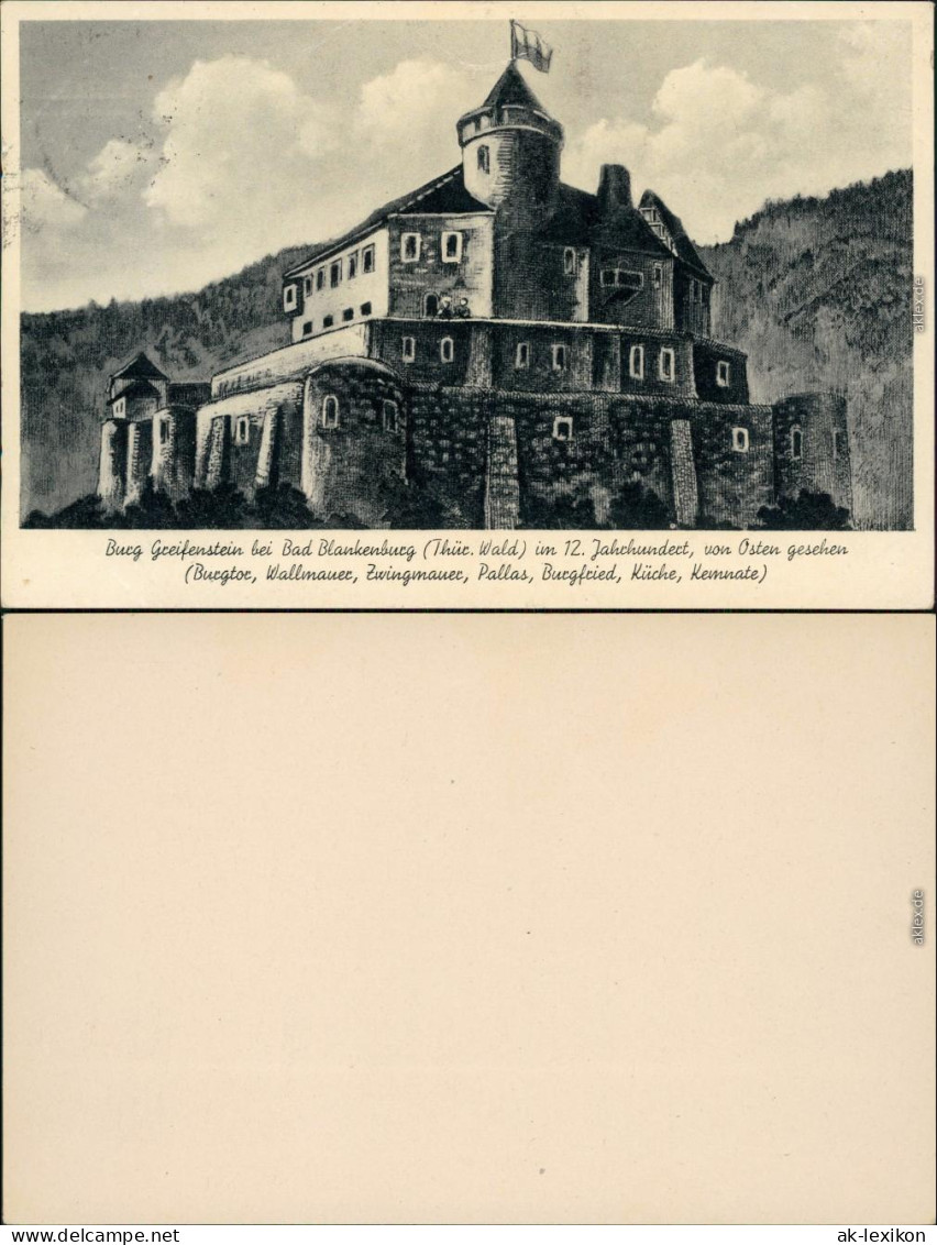 Ansichtskarte Bad Blankenburg Künstlerkarte Burg Greifenstein 1930  - Bad Blankenburg