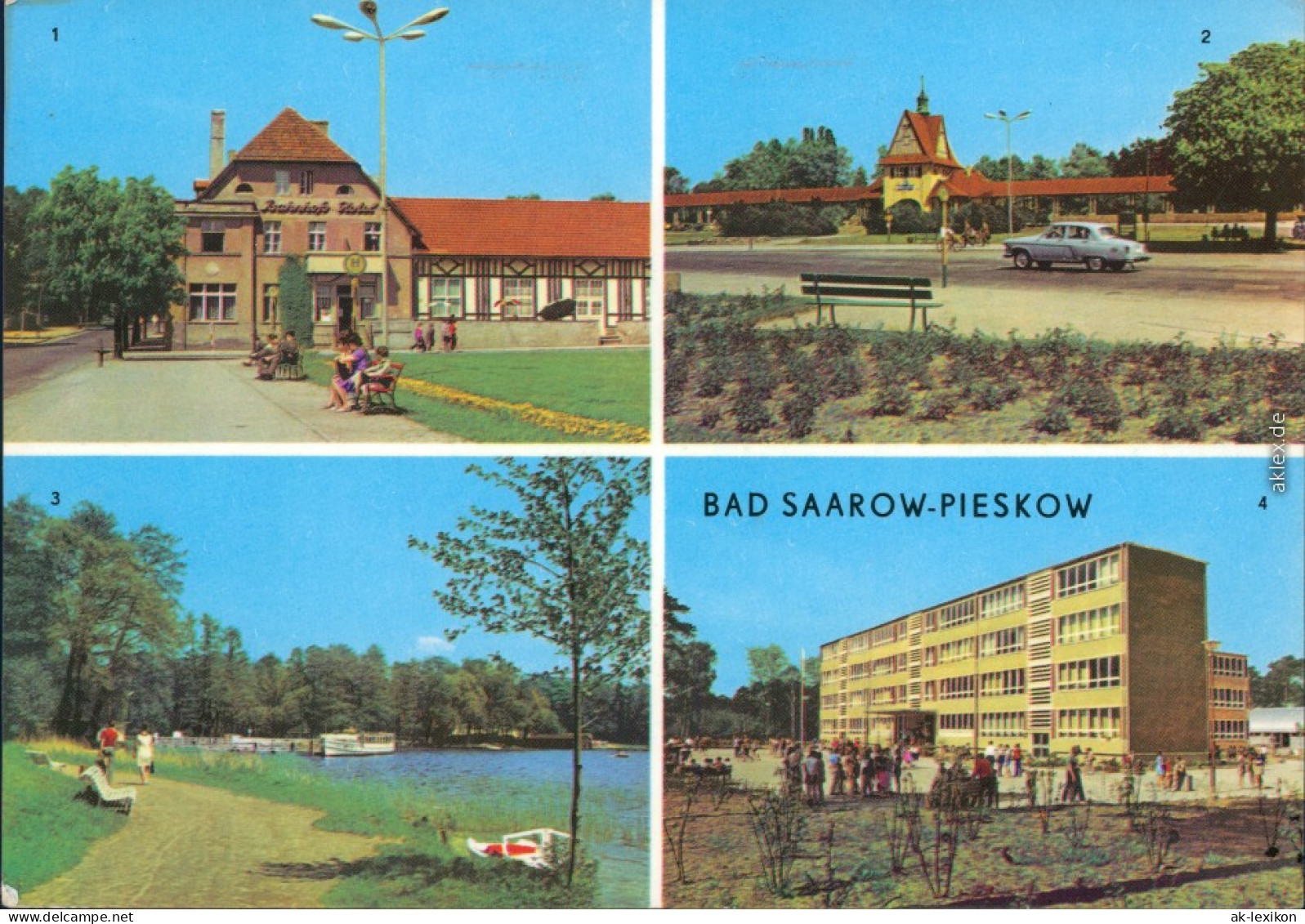 Bad Saarow Bahnhofs-Hotel, J.-R.-Becher-Platz, Hafen, Maxim-Gorki-Schule 1973 - Bad Saarow