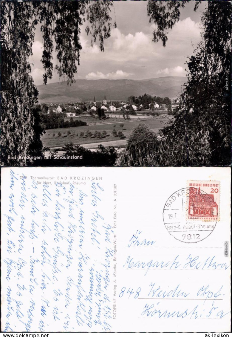 Foto Ansichtskarte Bad Krozingen Panorama-Ansicht 1967 - Bad Krozingen