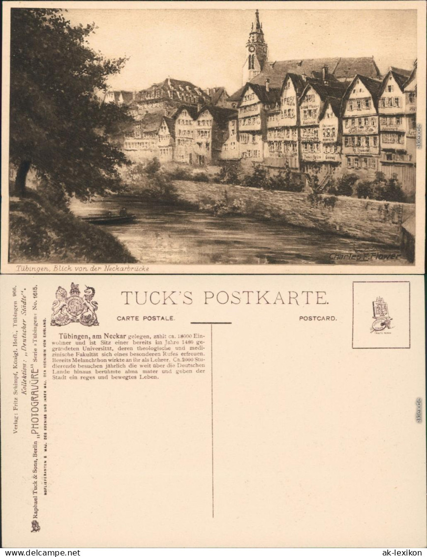 Ansichtskarte Tübingen Blick Auf Die Stadt - Künstlerkarte 1912  - Tuebingen