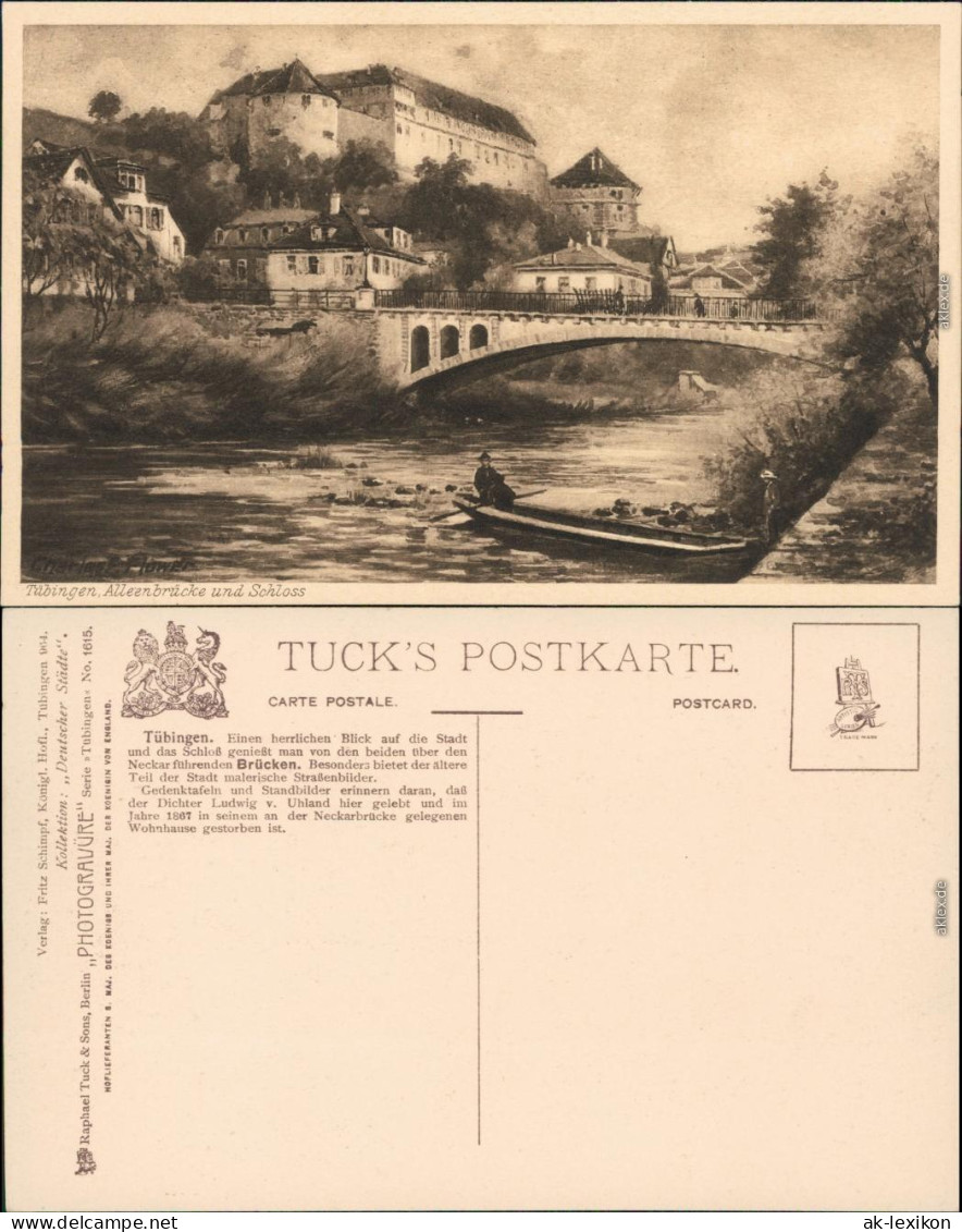 Ansichtskarte Tübingen Stadt, Brücken Und Kahn - Künstlerkarte 1912  - Tuebingen