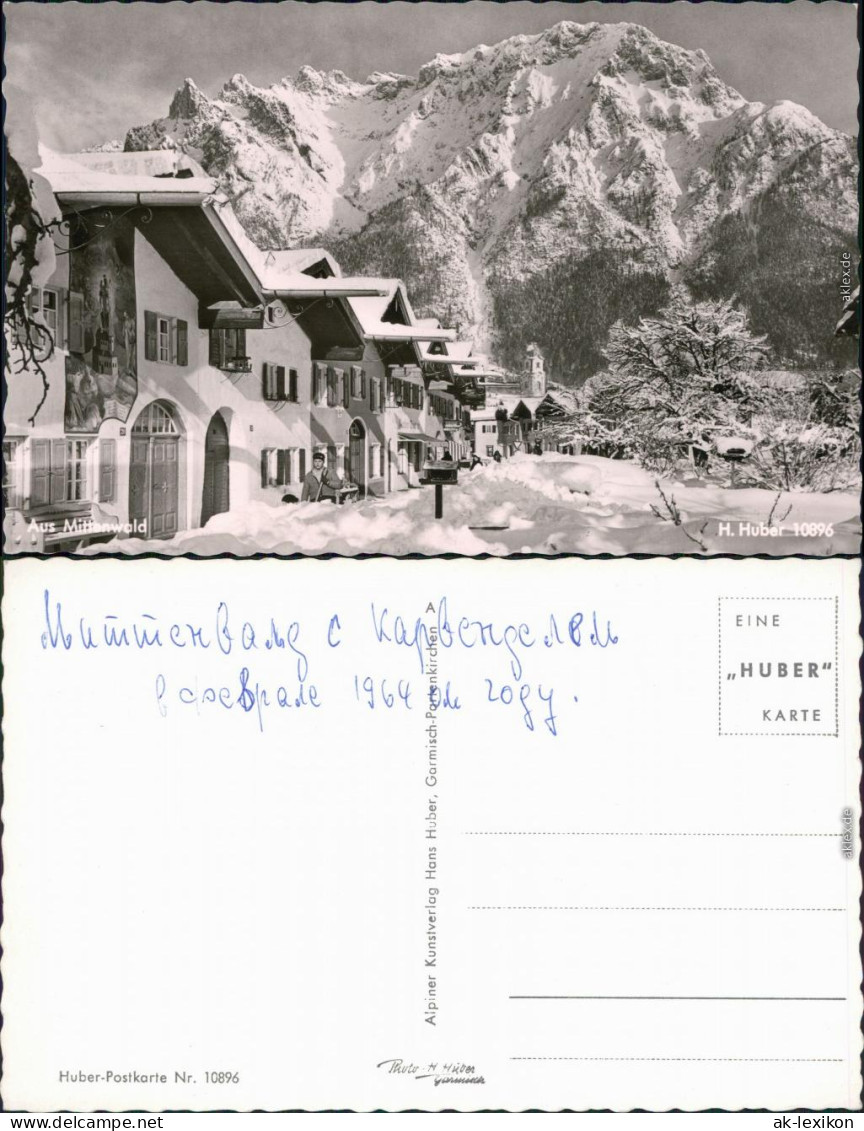 Ansichtskarte Mittenwald Panorama-Ansicht - Winterlandschaft 1964 - Mittenwald