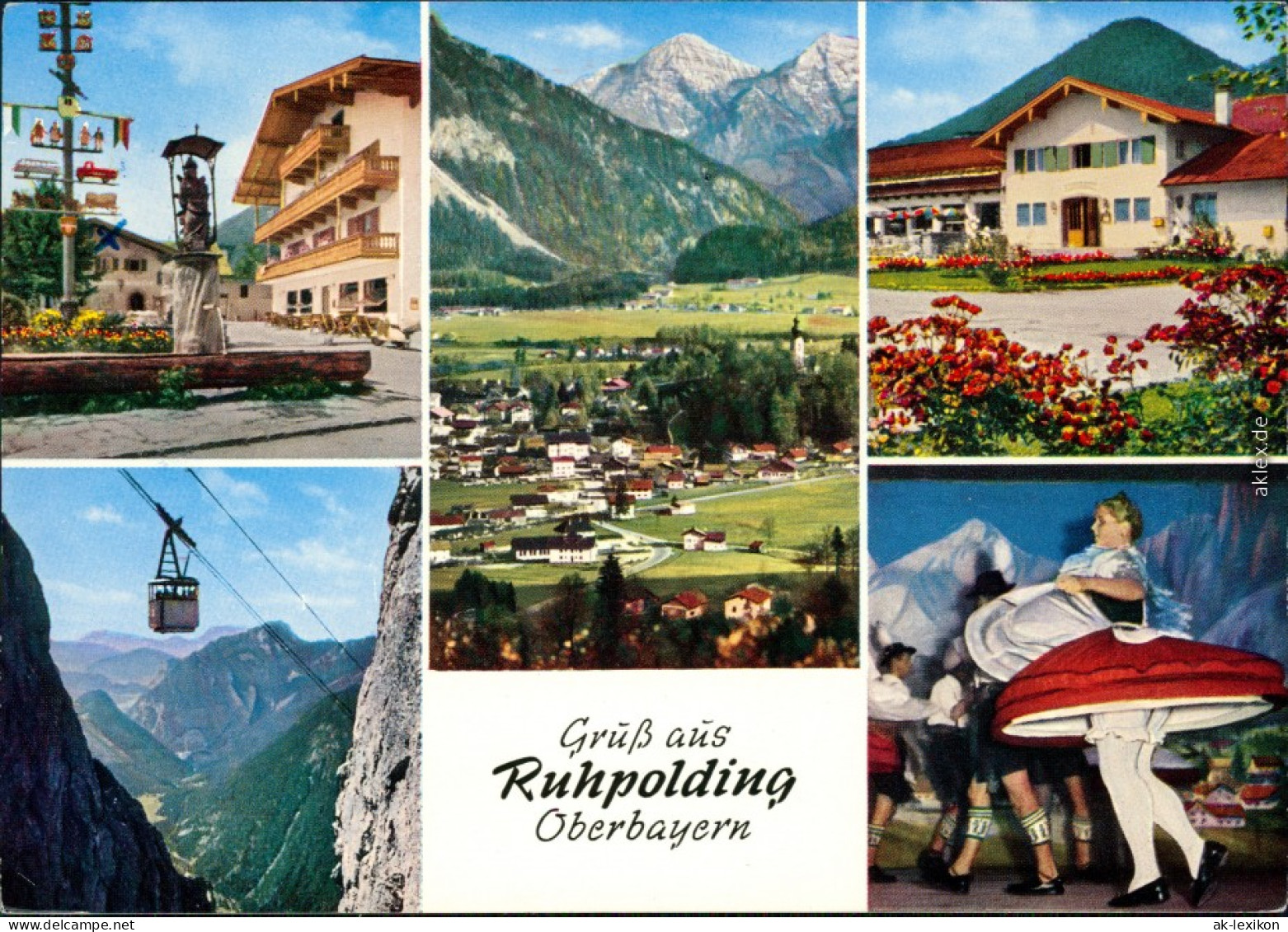 Ruhpolding Dorfplatz, Sonntagshorn, Kurhaus, Rauschbergbahn   1975 - Ruhpolding