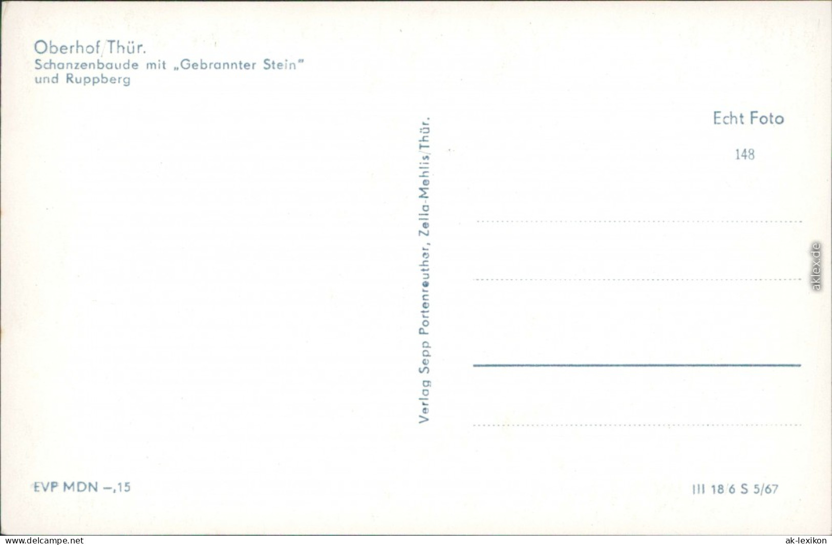 Oberhof (Thüringen) Gasthof Schanzenbaude, Ruppberg Und Gebrannter Stein 1967 - Oberhof