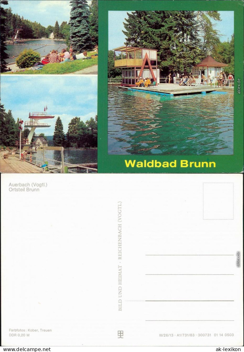 Brunn-Auerbach Vogtland Waldbad Schwimmplatform Beckenrand  Sprungturm 1981 - Auerbach (Vogtland)