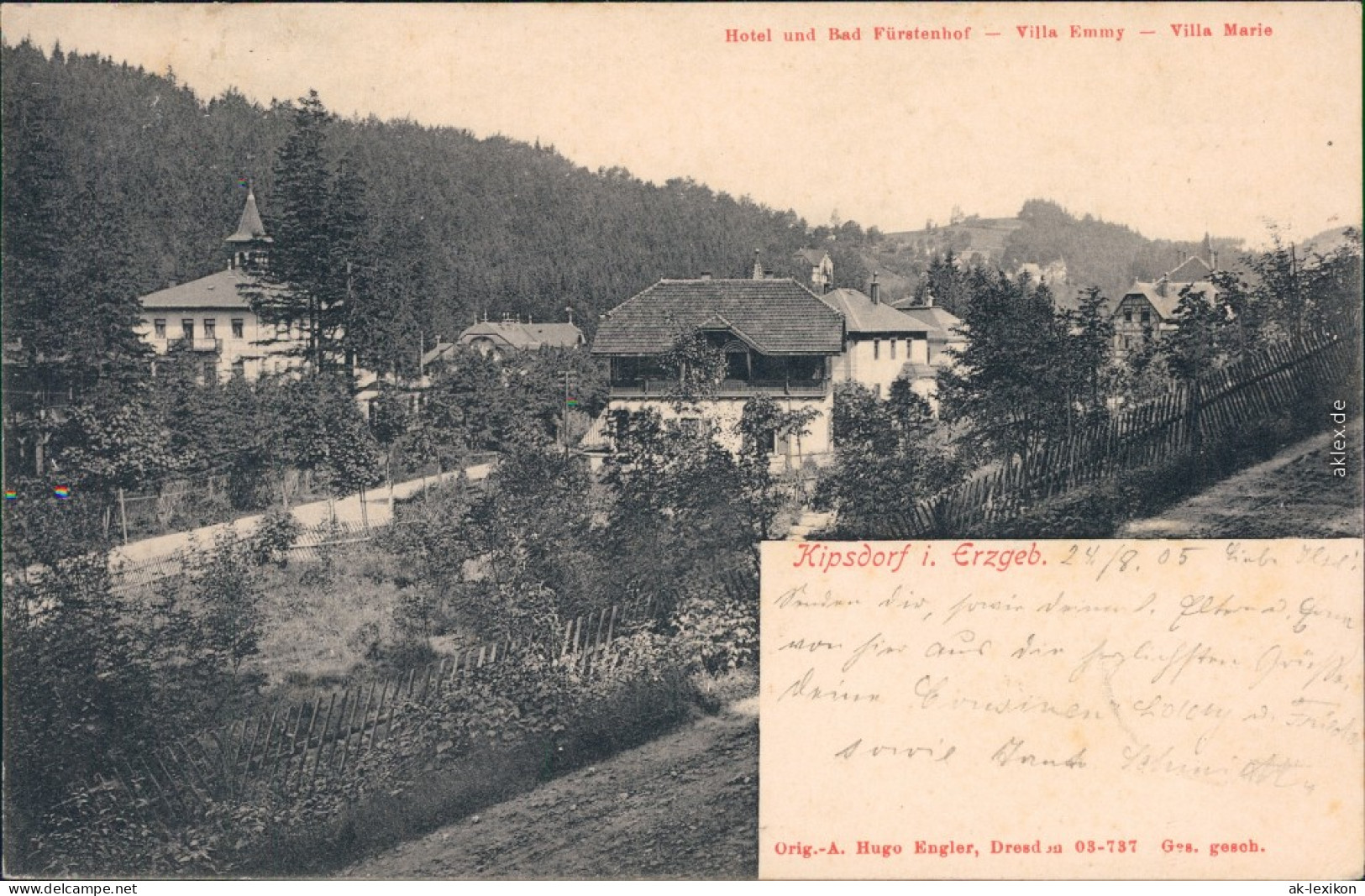 Kipsdorf Altenberg (Erzgebirge) Hotel Fürstenhof, Villa Emmy, Villa Marie 1905 - Kipsdorf