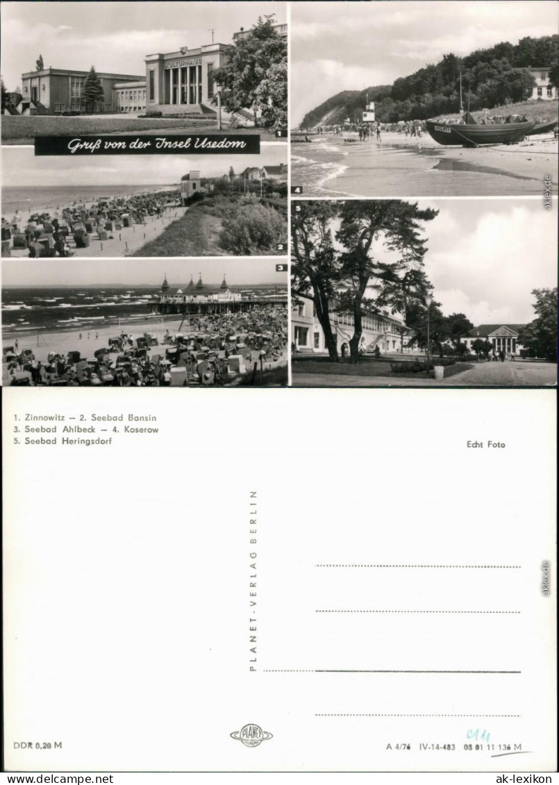 Ahlbeck (Usedom) Zinnowitz, Seebad Bansin, Seebad Ahlbeck, Strand,  1976 - Zinnowitz