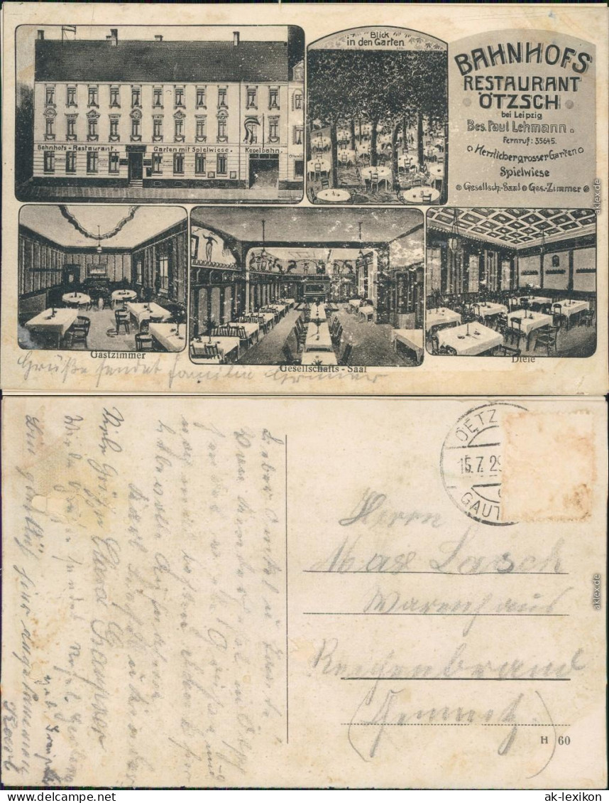 Oetzsch Markkleeberg Mehrbild: Bahnhofs Restaurant Inen Und Außen 1916 - Markkleeberg