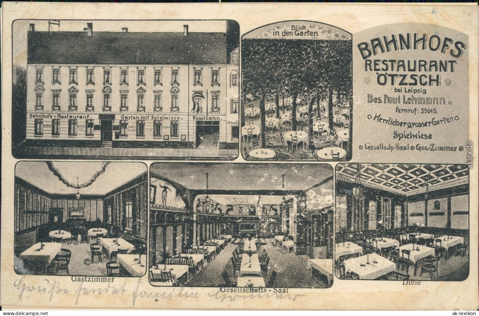 Oetzsch Markkleeberg Mehrbild: Bahnhofs Restaurant Inen Und Außen 1916 - Markkleeberg