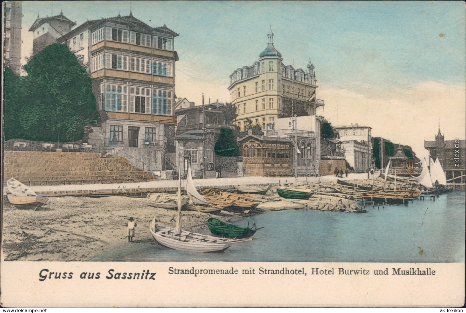 Sassnitz Saßnitz Strandpromenade Mit Strandhotel Und Hotel Burwitz 1913  - Sassnitz