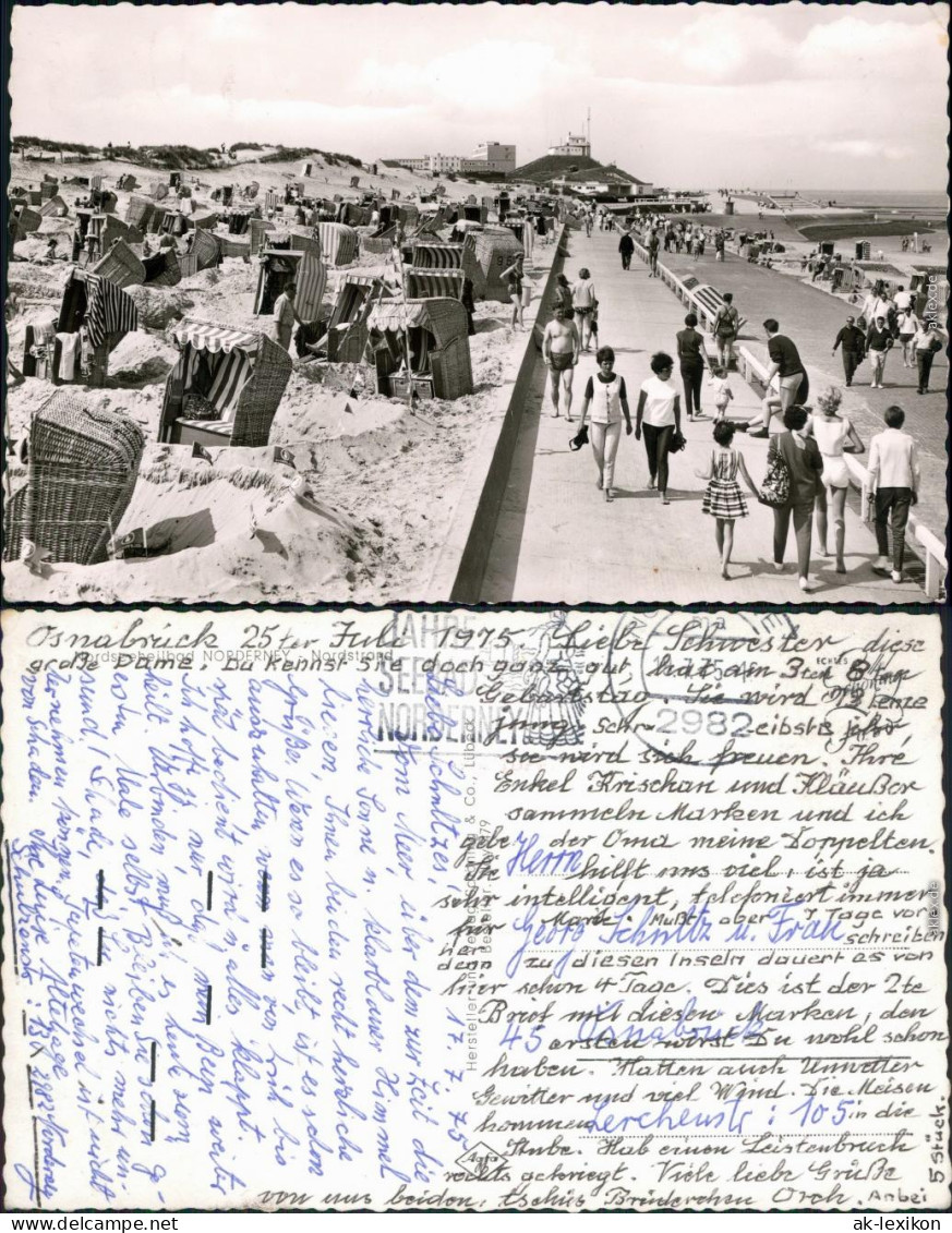 Ansichtskarte Norderney Strand Mit Vielen Badegästen Und Strandkörben 1975 - Norderney