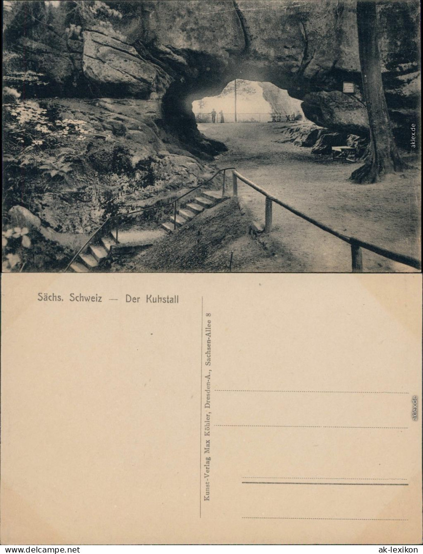 Ansichtskarte Kirnitzschtal Kuhstall, Himmelsleiter - Sächsische Schweiz 1914 - Kirnitzschtal