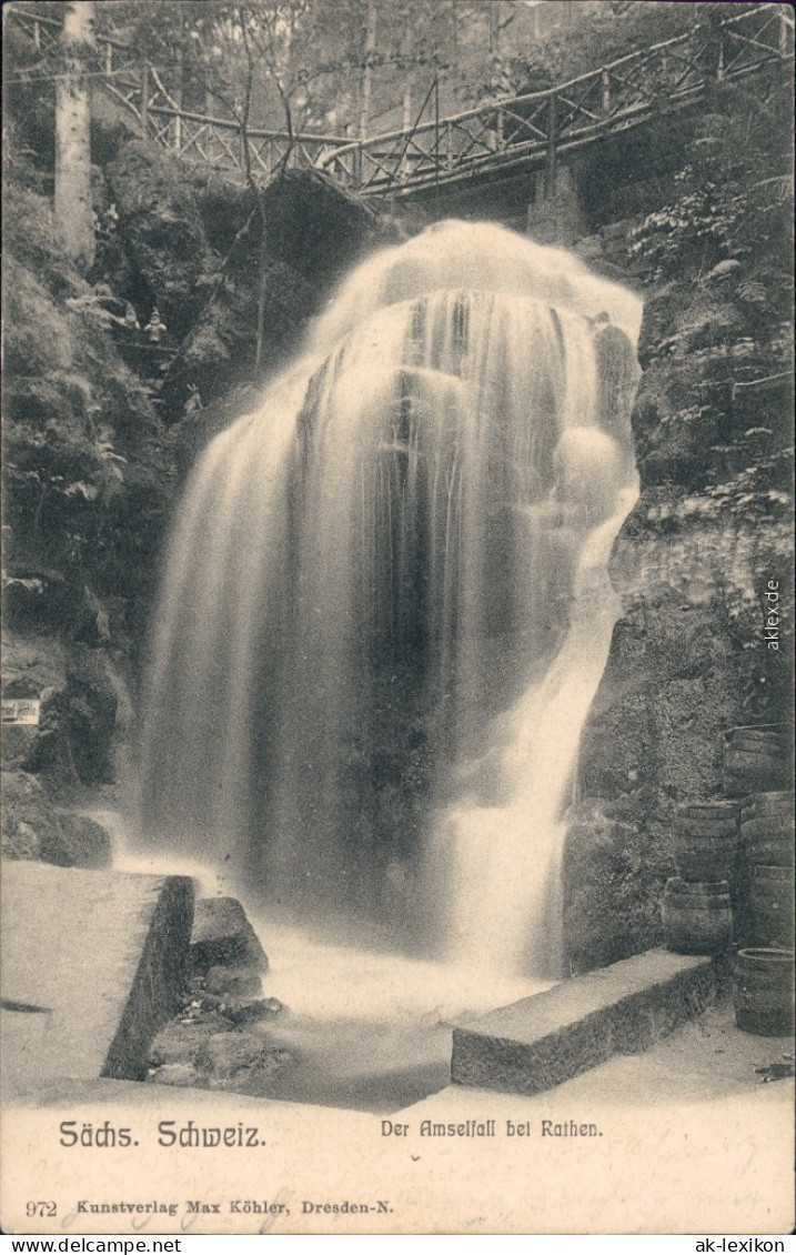 Ansichtskarte Rathen Amselfall (Elbsandsteingebirge) 1905  - Rathen