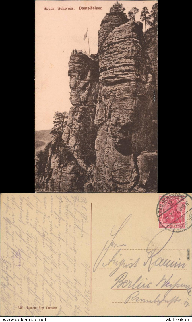 Ansichtskarte Rathen Basteifelsen 1919  - Rathen