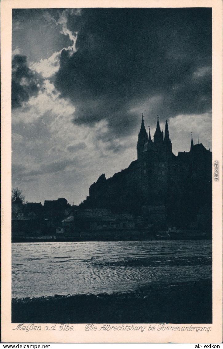 Ansichtskarte Meißen Schloss Albrechtsburg Bei Sonnenuntergang 1929 - Meissen