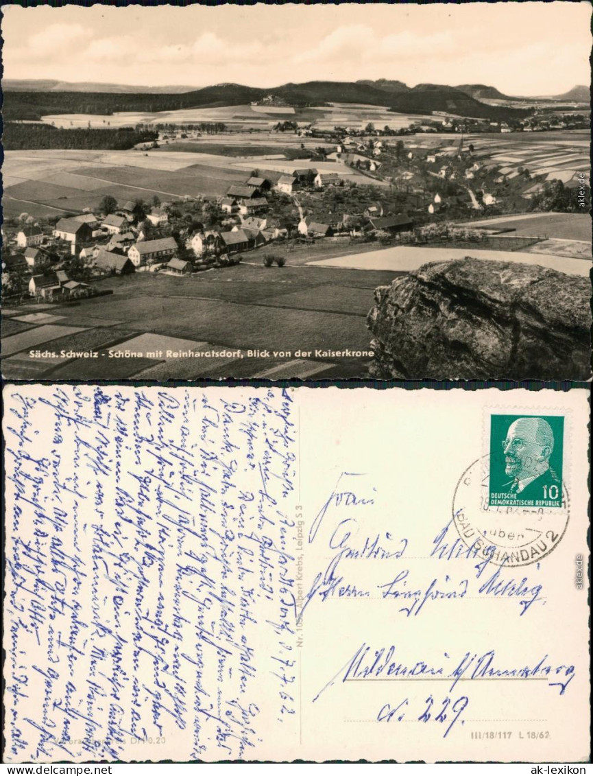 Schöna Reinhardtsdorf Mit Reinhardtsdorf, Blick Von Der Kaiserkrone 1962 - Schoena