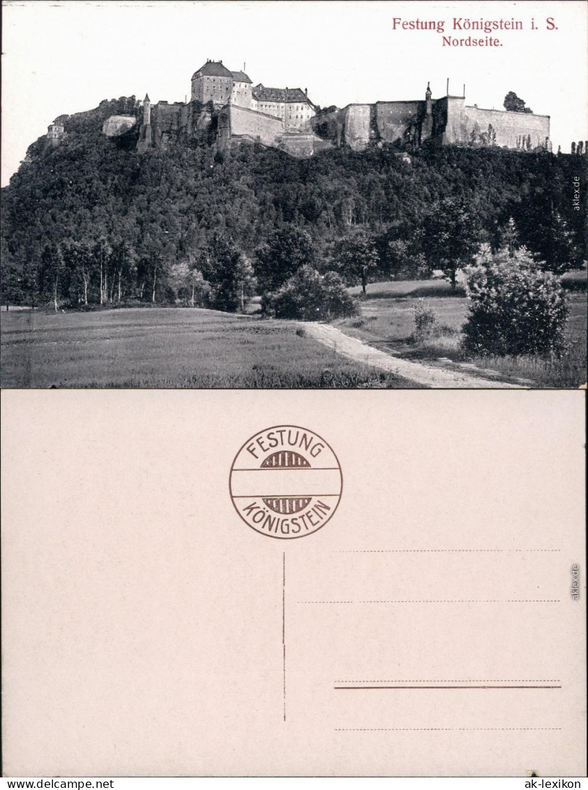 Königstein (Sächsische Schweiz) Festung Königstein - Nordseite 1918  - Koenigstein (Saechs. Schw.)